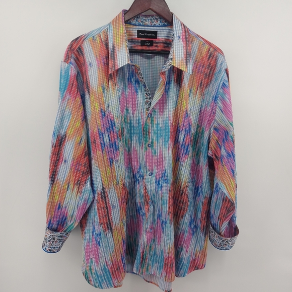 Paul Frederick XXL Flip Cuff Multi Colored Shirt - Picture 1 of 5